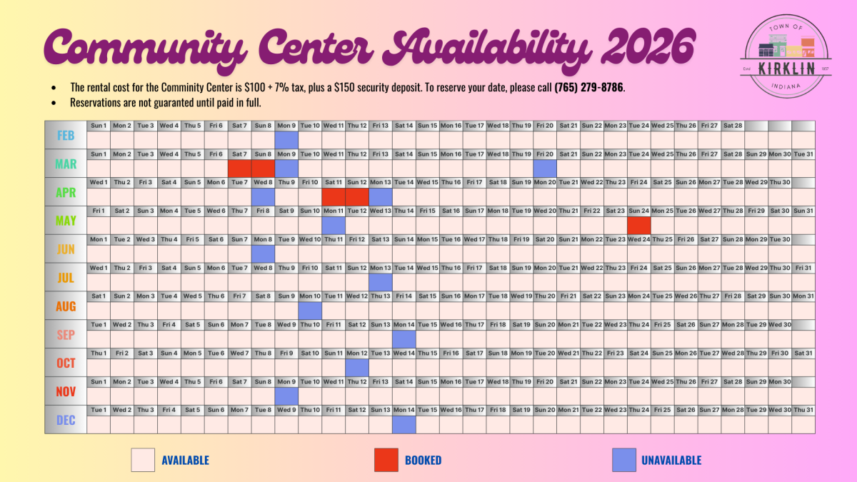 Community Center 2026 Calendar